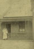 Emilie Shields and Alfred, approx 6 months, cottage in Abattoir Road Rozelle, 1905 - Yellow tint